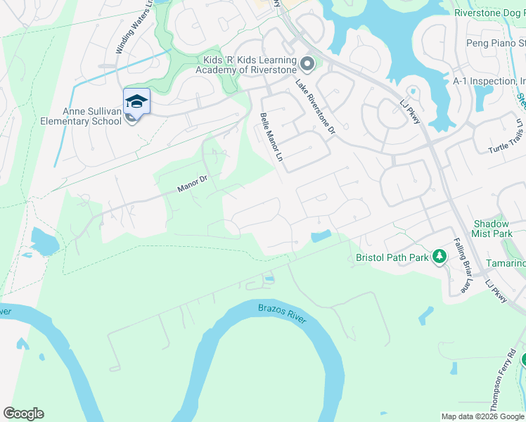 map of restaurants, bars, coffee shops, grocery stores, and more near 4823 Sabine Terrace Drive in Sugar Land