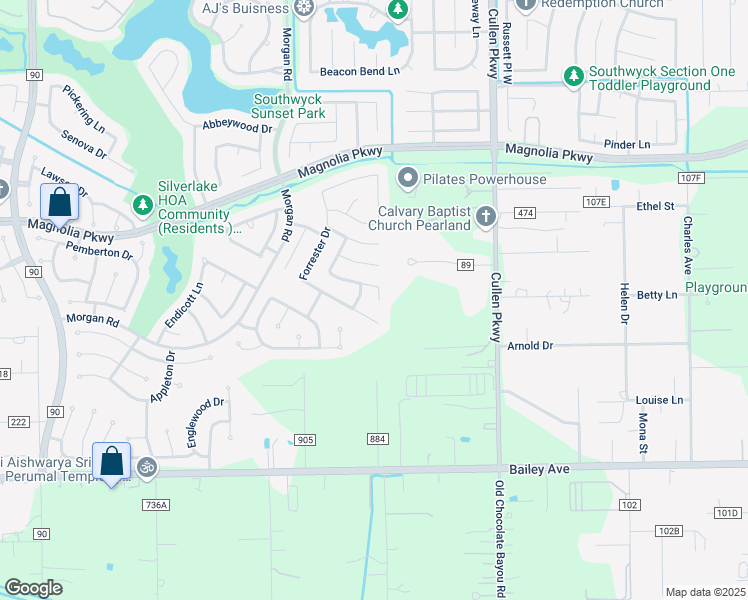 map of restaurants, bars, coffee shops, grocery stores, and more near 3211 South Nolan Court in Pearland