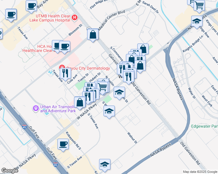 map of restaurants, bars, coffee shops, grocery stores, and more near 309 Henrietta Street in Webster
