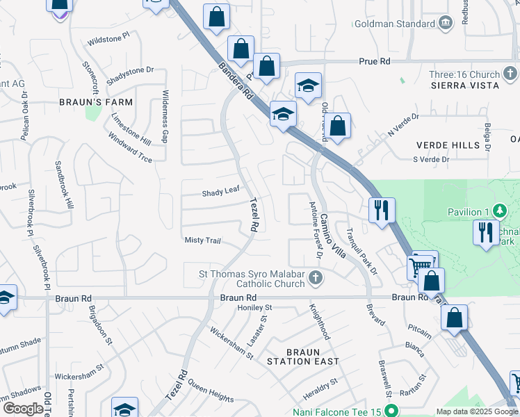 map of restaurants, bars, coffee shops, grocery stores, and more near 9927 Tezel Road in San Antonio