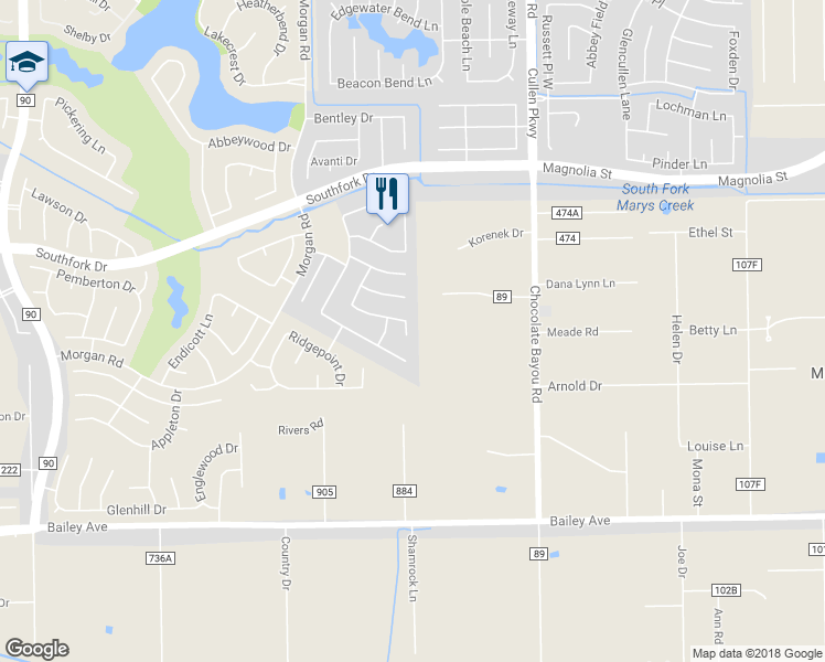 map of restaurants, bars, coffee shops, grocery stores, and more near 3211 South Nolan Court in Pearland