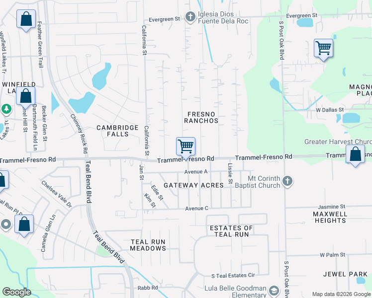 map of restaurants, bars, coffee shops, grocery stores, and more near 3411 Ohio Street in Fresno