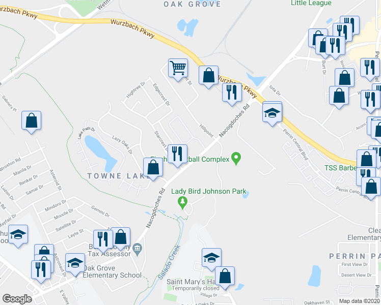 map of restaurants, bars, coffee shops, grocery stores, and more near 10601 Nacogdoches Road in San Antonio