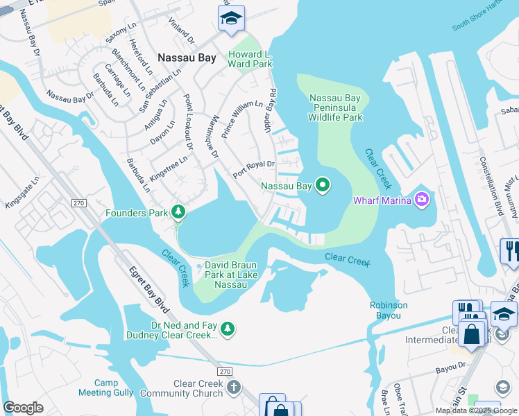 map of restaurants, bars, coffee shops, grocery stores, and more near 18739 Martinique Drive in Houston