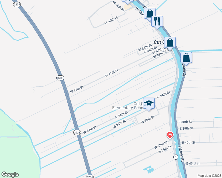 map of restaurants, bars, coffee shops, grocery stores, and more near 305 Providence Avenue in Cut Off