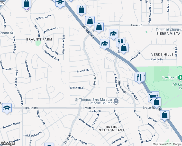 map of restaurants, bars, coffee shops, grocery stores, and more near 9927 Tezel Road in San Antonio
