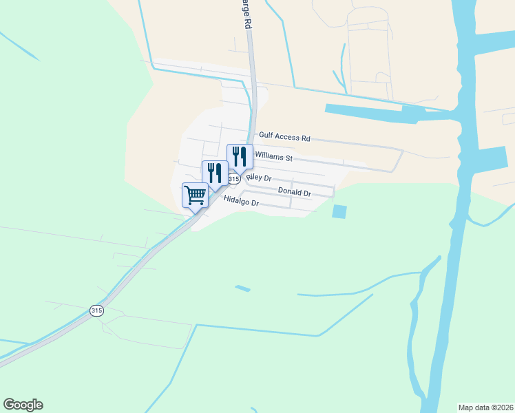 map of restaurants, bars, coffee shops, grocery stores, and more near 200-298 Hidalgo Drive in Houma