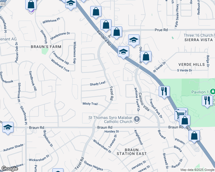 map of restaurants, bars, coffee shops, grocery stores, and more near 9927 Tezel Road in San Antonio