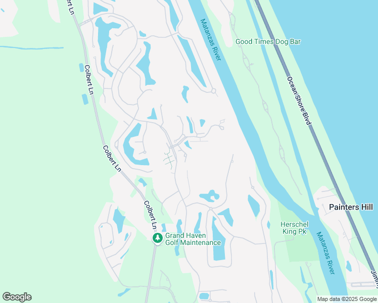 map of restaurants, bars, coffee shops, grocery stores, and more near 21 River Park Drive North in Palm Coast