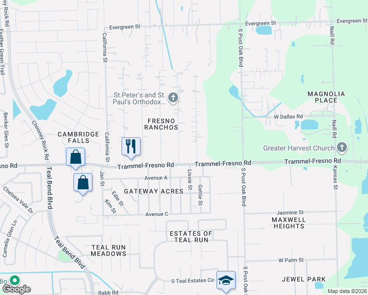 map of restaurants, bars, coffee shops, grocery stores, and more near 3411 Illinois Street in Fresno