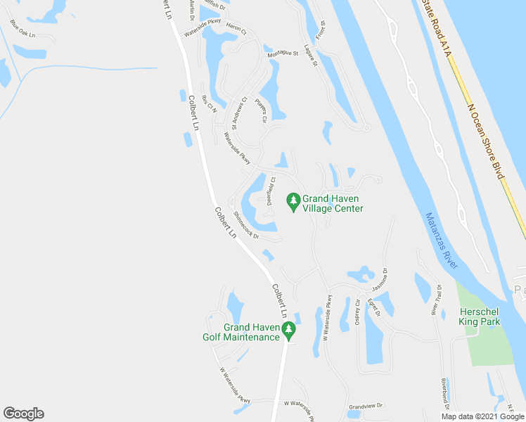 map of restaurants, bars, coffee shops, grocery stores, and more near 7 Point Doral Court in Palm Coast