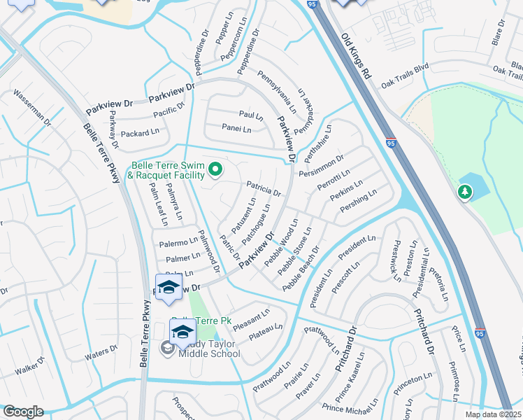 map of restaurants, bars, coffee shops, grocery stores, and more near 41 Patchogue Lane in Palm Coast