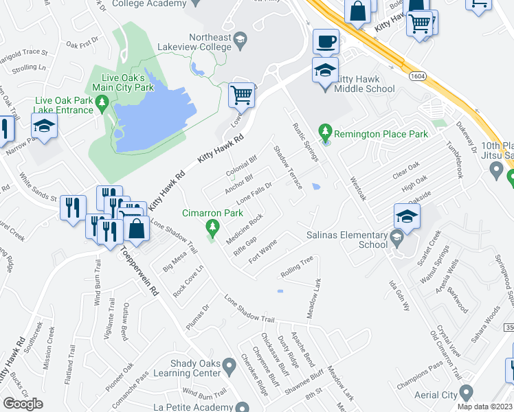 map of restaurants, bars, coffee shops, grocery stores, and more near 109 Churchwood in Universal City