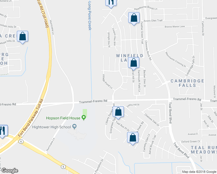 map of restaurants, bars, coffee shops, grocery stores, and more near 3422 Village Pond Lane in Fresno