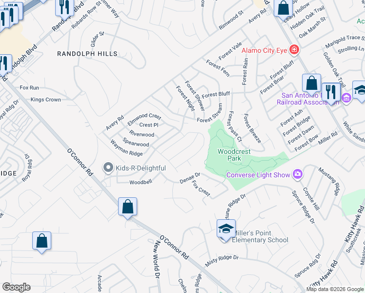 map of restaurants, bars, coffee shops, grocery stores, and more near 7069 Hayes Horizon in Live Oak