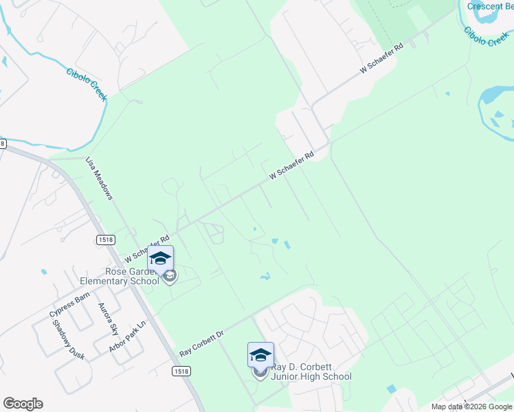 map of restaurants, bars, coffee shops, grocery stores, and more near 12184-12256 West Schaefer Road in Cibolo