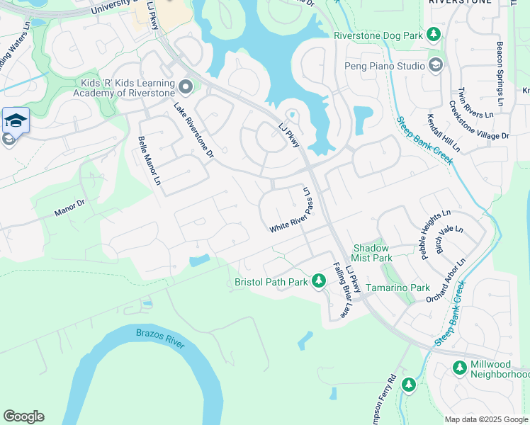 map of restaurants, bars, coffee shops, grocery stores, and more near 4511 Liberty Woods Lane in Sugar Land