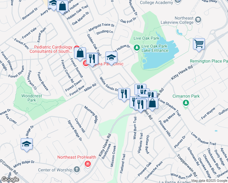 map of restaurants, bars, coffee shops, grocery stores, and more near 11053 White Sands Street in Live Oak