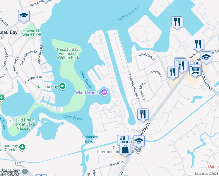 map of restaurants, bars, coffee shops, grocery stores, and more near 817 Davis Road in League City