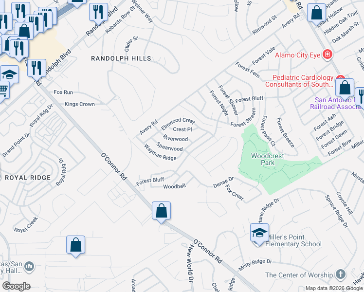 map of restaurants, bars, coffee shops, grocery stores, and more near 6826 Riverwood in Live Oak
