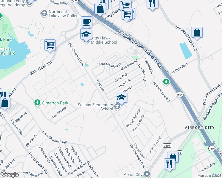 map of restaurants, bars, coffee shops, grocery stores, and more near 202 Clear Oak in Universal City