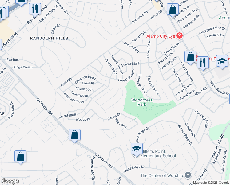 map of restaurants, bars, coffee shops, grocery stores, and more near 7069 Hayes Horizon in Live Oak
