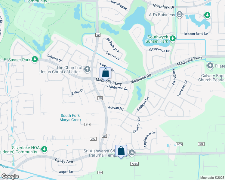 map of restaurants, bars, coffee shops, grocery stores, and more near 3207 Sandstone Court in Pearland