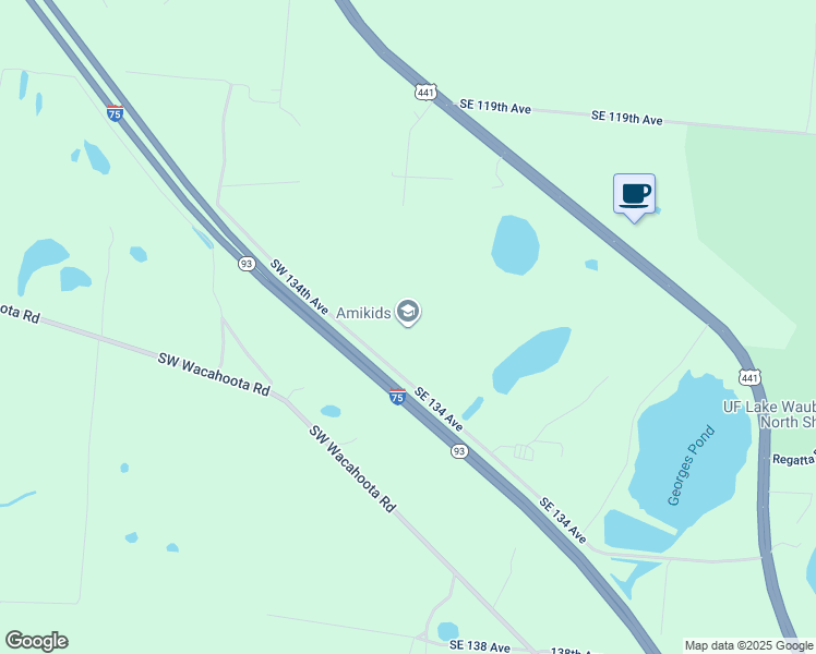 map of restaurants, bars, coffee shops, grocery stores, and more near 100 Southeast 134 Avenue in Micanopy