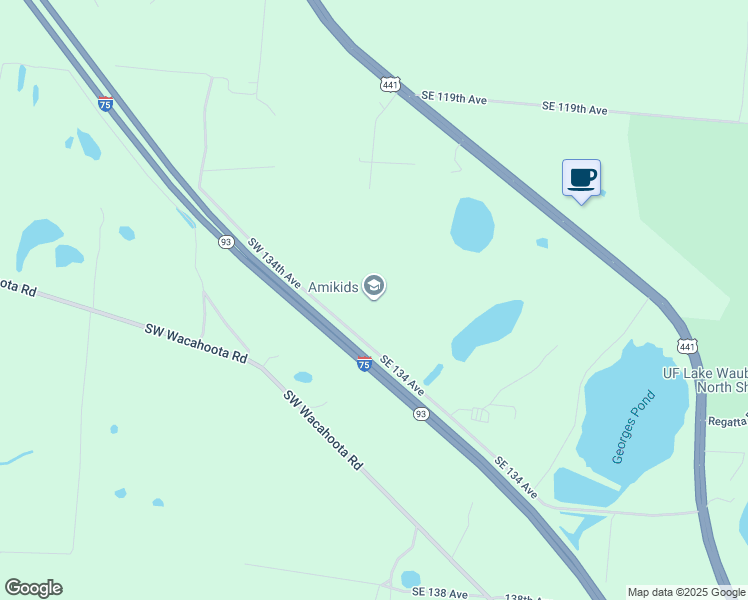 map of restaurants, bars, coffee shops, grocery stores, and more near 100 Southeast 134 Avenue in Micanopy