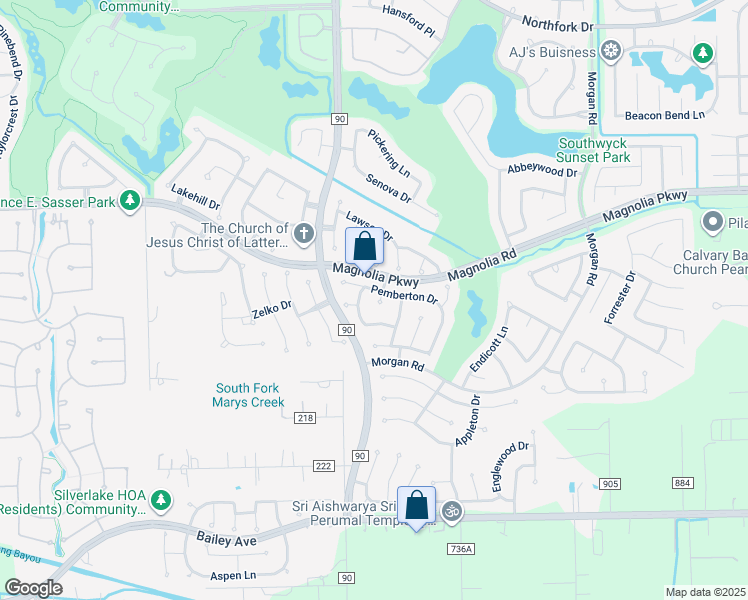 map of restaurants, bars, coffee shops, grocery stores, and more near 3207 Sandstone Court in Pearland