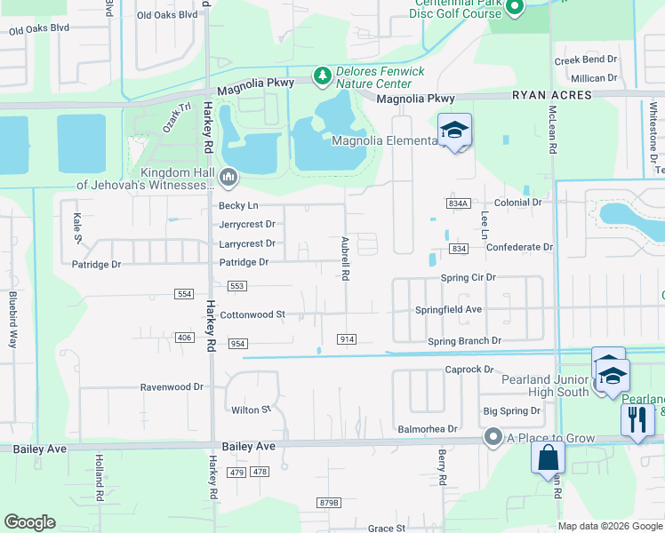 map of restaurants, bars, coffee shops, grocery stores, and more near 5626 Patridge Drive in Pearland