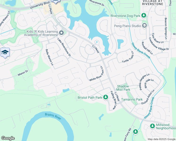 map of restaurants, bars, coffee shops, grocery stores, and more near 4511 Liberty Woods Lane in Sugar Land
