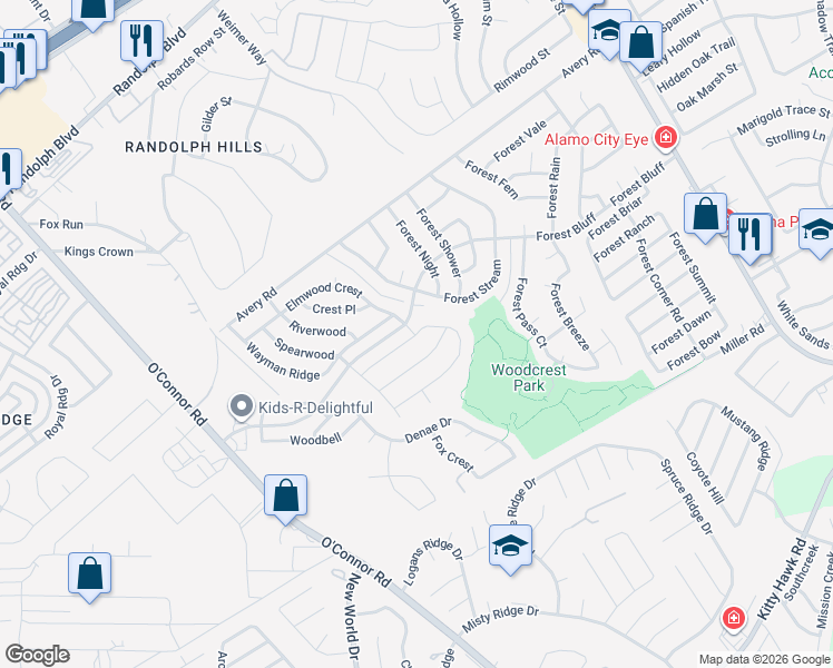 map of restaurants, bars, coffee shops, grocery stores, and more near 7069 Hayes Horizon in Live Oak