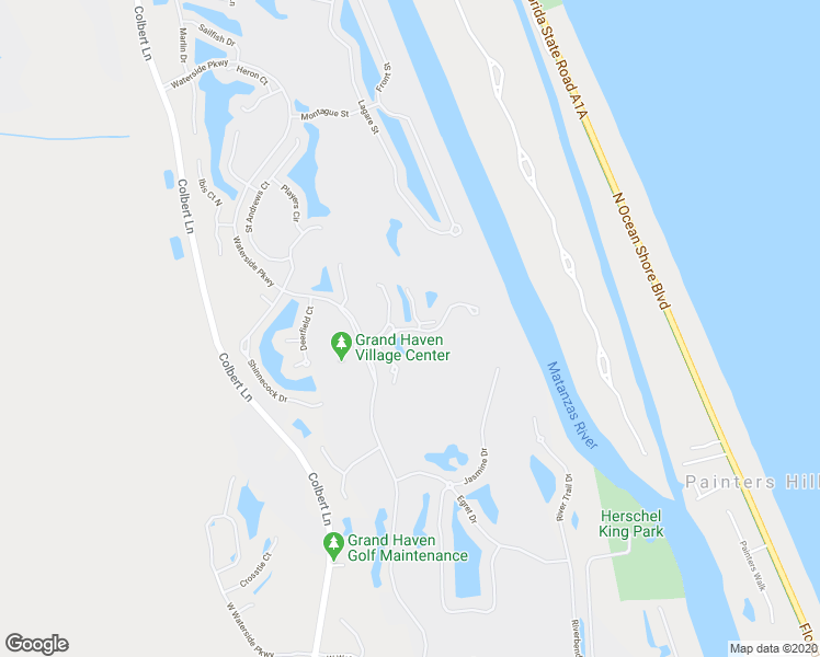 map of restaurants, bars, coffee shops, grocery stores, and more near Crossbar Way in Palm Coast