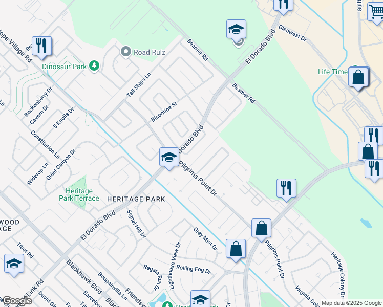 map of restaurants, bars, coffee shops, grocery stores, and more near 2415 Pilgrims Bend Drive in Friendswood