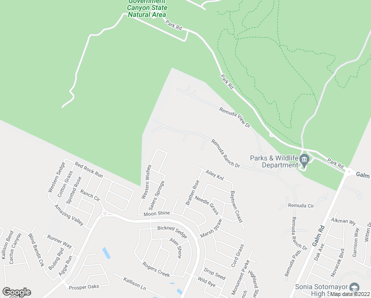map of restaurants, bars, coffee shops, grocery stores, and more near 10202 Remuda Brush Drive in San Antonio