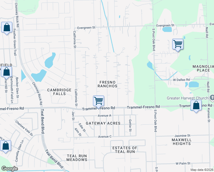 map of restaurants, bars, coffee shops, grocery stores, and more near 3311 Pennsylvania Street in Fresno