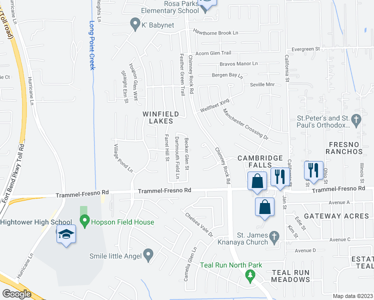 map of restaurants, bars, coffee shops, grocery stores, and more near Glen Street in Fresno