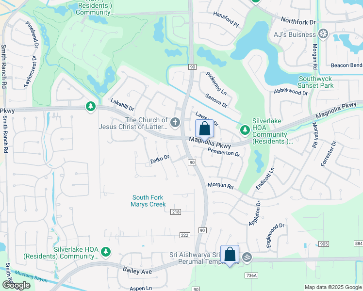 map of restaurants, bars, coffee shops, grocery stores, and more near 3122 Amerson Drive in Pearland