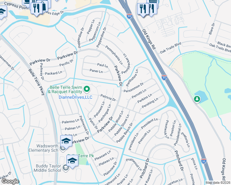 map of restaurants, bars, coffee shops, grocery stores, and more near 12 Patchogue Place in Palm Coast
