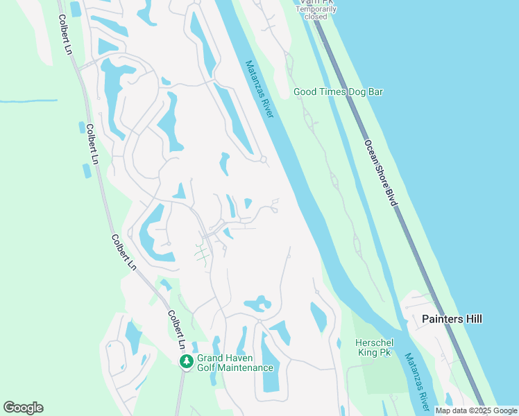 map of restaurants, bars, coffee shops, grocery stores, and more near Crossbar Way in Palm Coast