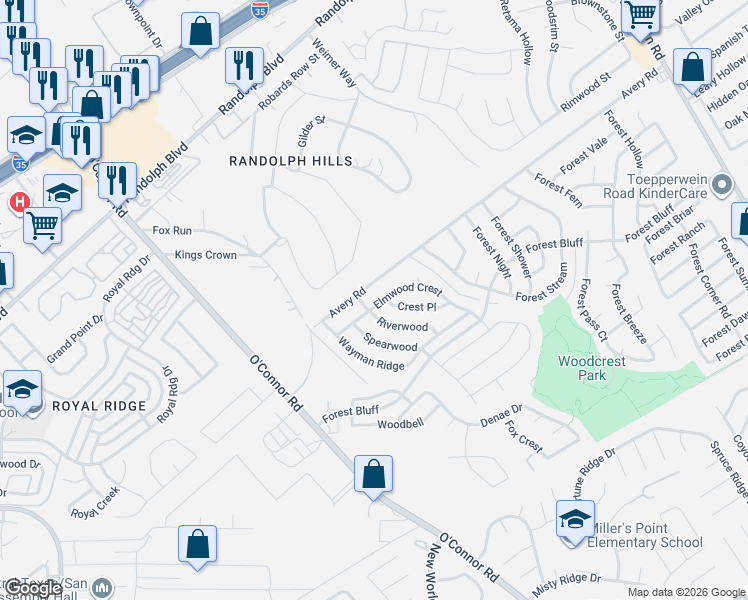 map of restaurants, bars, coffee shops, grocery stores, and more near 7200 Avery Road in Live Oak