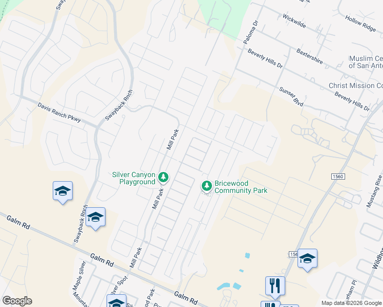 map of restaurants, bars, coffee shops, grocery stores, and more near 12334 Craddick Cove in San Antonio