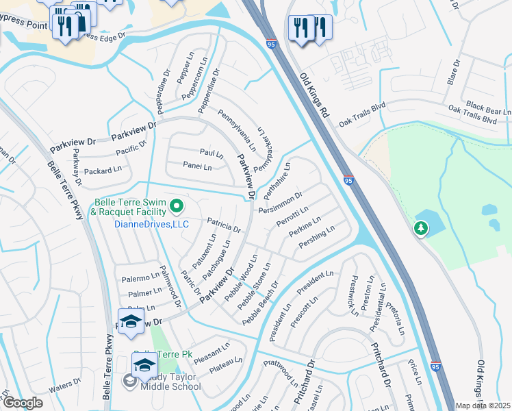map of restaurants, bars, coffee shops, grocery stores, and more near 209 Parkview Drive in Palm Coast