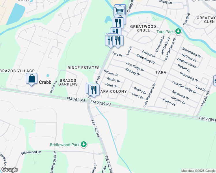 map of restaurants, bars, coffee shops, grocery stores, and more near 6622 Grant Drive in Richmond