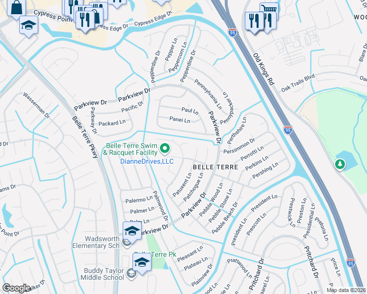 map of restaurants, bars, coffee shops, grocery stores, and more near 6 Pat Place in Palm Coast