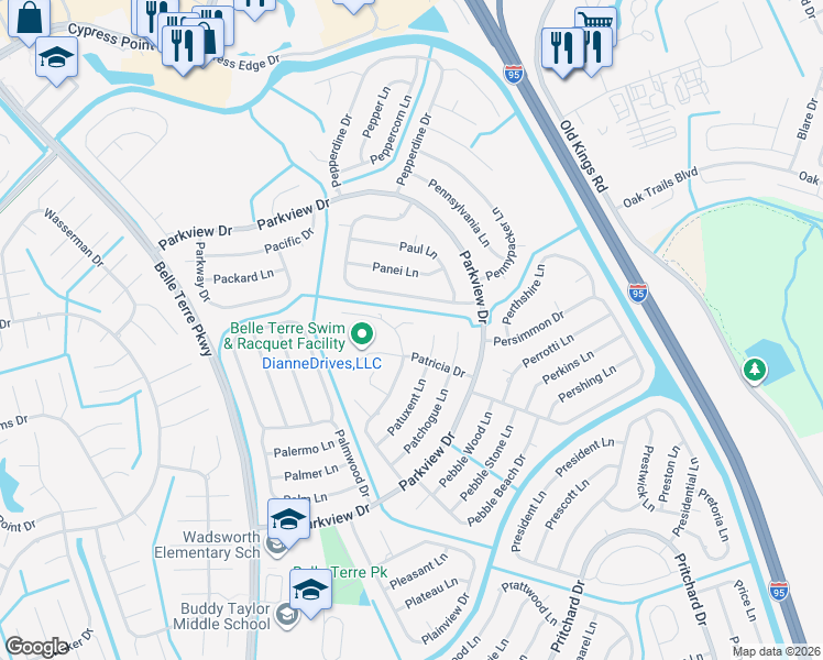 map of restaurants, bars, coffee shops, grocery stores, and more near 6 Pat Pl in Palm Coast