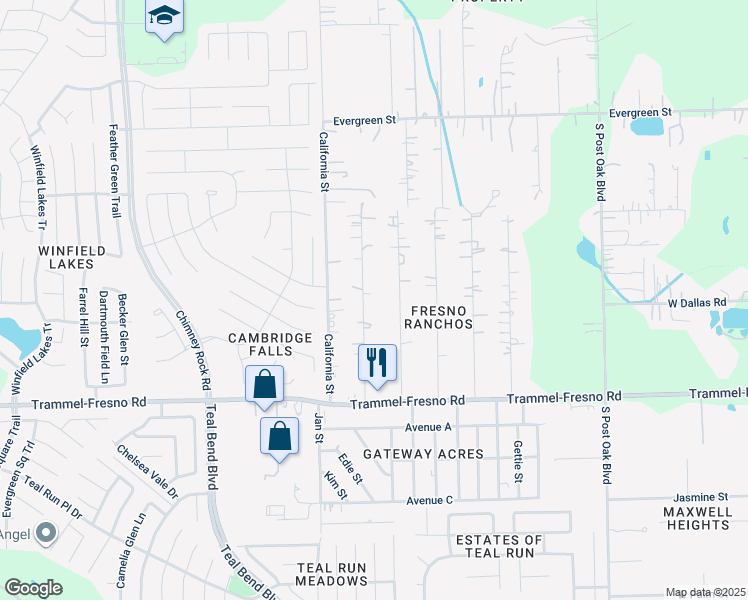 map of restaurants, bars, coffee shops, grocery stores, and more near 3207 Maryland Street in Fresno