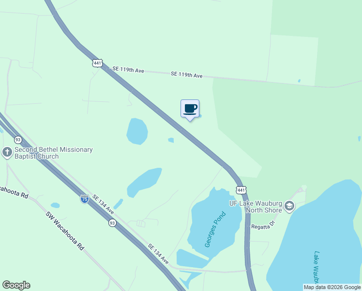 map of restaurants, bars, coffee shops, grocery stores, and more near 12410 U.S. 441 in Gainesville