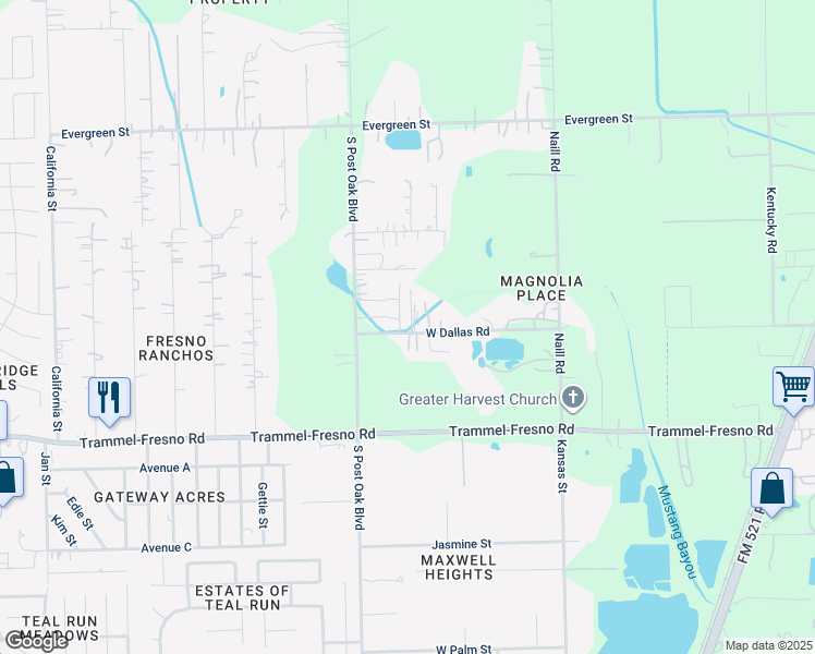 map of restaurants, bars, coffee shops, grocery stores, and more near 846 West Dallas Road in Fresno